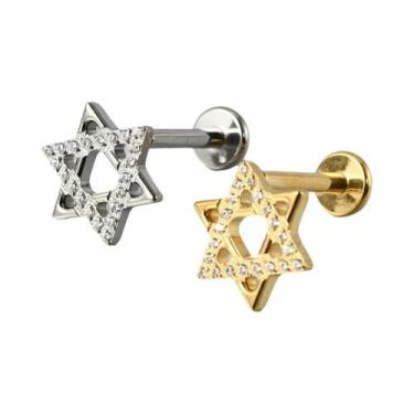 Imagem de Brincos De Titânio Puro Para Piercing Labial, Estrela, Helix, Tragus, 