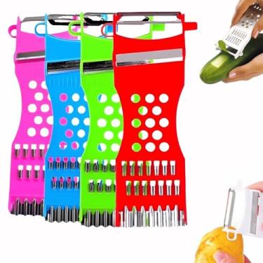 Imagem de Ralador e Descascador 5 em 1 para Legumes e Frutas - Fatiador Multifuncional com Lâminas em Aço Inoxidável para Cozinha Prática (3)