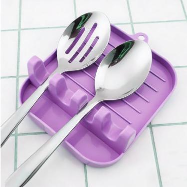 Imagem de Porta-utensílios multifuncional, descanso de colher antiderrapante para balcão de cozinha, organizador de espátula e concha, suporte de ferramentas resistente ao calor para tampas de panelas