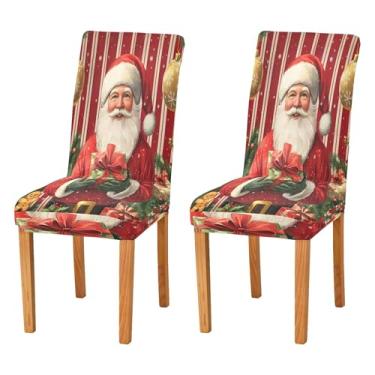 Imagem de SEHANY Conjunto de 2 capas de cadeira de gnomo de Papai Noel para sala de jantar, elástico, removível e lavável, para cozinha, hotel, festa, decoração de Natal