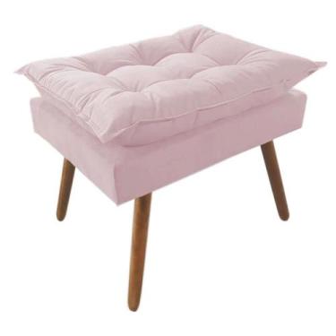 Imagem de Puff Decorativo Opalla Pés Palito Suede Rosê - DS Estofados