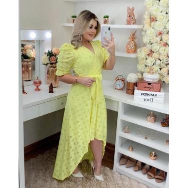 Imagem de Vestido Mullet Malha Lese Moda Feminina tendência - Amarelo - Sales St