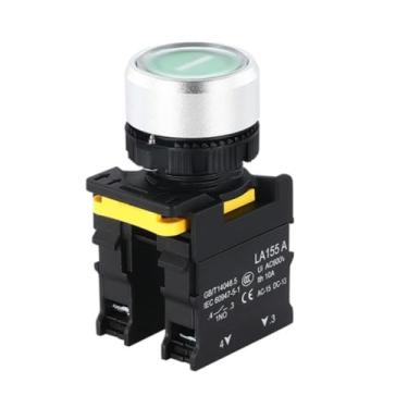 Imagem de BKUANE 1 interruptor de botão autotravante de 22 mm, à prova d'água, momentâneo, autobloqueio, cabeça chata, símbolo de seta, interruptor de alimentação, frete grátis 10A (barra branca, 1NC)