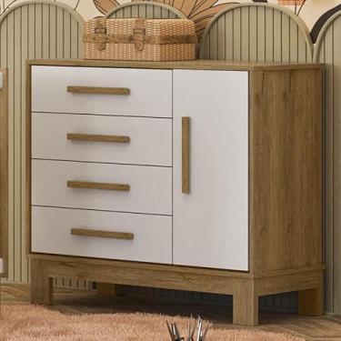 Imagem de Cômoda Sapateira Q Encanto Slim 4355 Freijó TOQ Branco Acetinado Ambiente - Qmovi