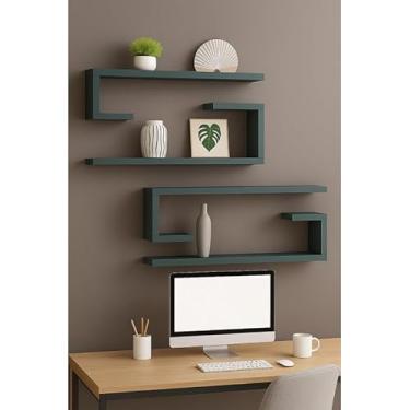 Imagem de Kit de Nichos Jota Minimalista para Parede | Prateleira Decorativa para Sala e Escritório | Nicho Decorativo Moderno(4 Unidades,60x20x20 Mdf Branco)