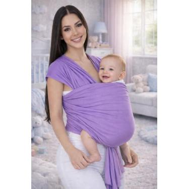 Imagem de Baby Sling Wrap Mamãe Canguru – Confortável, Ergonômico, Tecido Malha Gel 100% Poliéster – Prático de Lavar – Uso Diário (LILÁS)