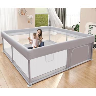 Imagem de Cercadinho para Bebê 180x150x66 – Cercado Infantil Grande com Porta Zíper, Tela Respirável, Base Antiderrapante, Chiqueirinho Desmontável e Portátil, Centro de Atividades Seguro