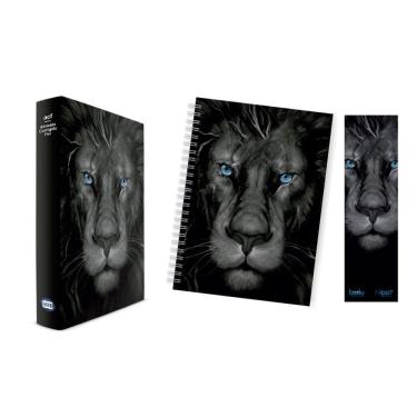 Imagem de Kit Leão Grafite - Planner + Bíblia Capa Dura ACF + Marca Página
