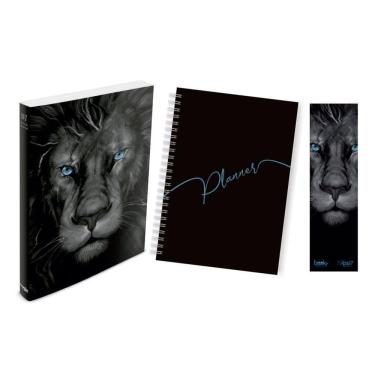 Imagem de Kit Leão Grafite - Planner Capa Lisa + Bíblia Brochura NVI + Marca Página