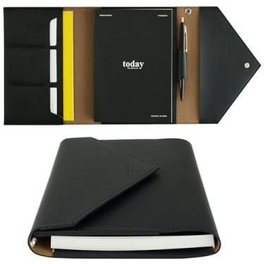 Imagem de Organizador de agenda recarregável A6 com fecho de pressão, diário semanal mensal sem data, capa compacta para notebook com bolsos para cartões e porta-canetas, diário de viagem para uso diário no