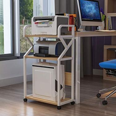 Imagem de Suporte de impressora vintage 3 andares escritório móvel rack de impressora mesa lateral CPU arquivo livro detritos rack rack de impressora chão com polia móvel super carga sob a mesa Pri