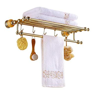 Imagem de CGKs6anmU Toalheiro montado na parede todo cobre antigo toalheiro prateleiras processo escovado prateleira de banheiro com ganchos 60 * 24 * 14,5 cm