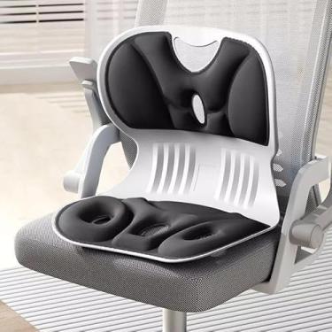 Imagem de Assento Ergonômico para Cadeira com Apoio Lombar e Alívio de Dor no Cóccix, Almofada Ortopédica para Postura Correta, Espuma Premium de Alta Densidade, Uso em Escritório, Casa ou Carro (Cinza)