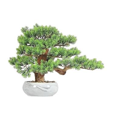 Imagem de Plantas Falsas Estilo Chinês Simulado Bonsai de Pinho Acolhedor Pequeno Interior Casa Restaurante Escritório Armário de Vinho Ornamentos Artificiais Interior (A)