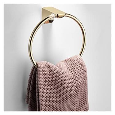 Imagem de Prateleira de banheiro suporte de toalha dourado pálido suporte de parede, toalheiro de banheiro, suporte de toalha duplo de parede dobrável de 61 cm, prateleiras flutuantes multifuncionais montadas