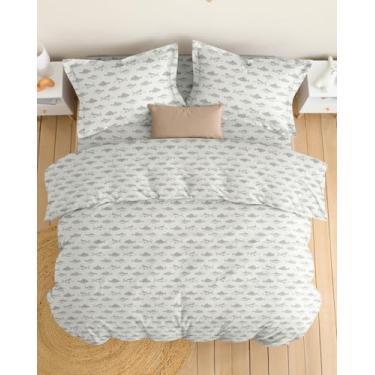 Imagem de Conjunto de capa de edredom infantil tamanho casal - conjunto de capa de edredom de peixe de 3 peças e 2 fronhas com fecho de zíper e laços - fácil de cuidar, sem rugas e desbotamento - jogo de cama