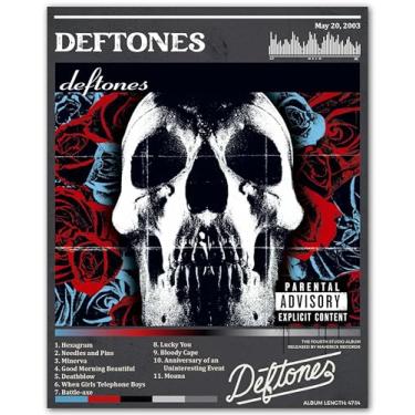 Imagem de ZUKIY Capa Deftones Skull Roses - Pôster Dark Rock Arte de Parede 20 x 25 Sem Moldura - Decoração Inspirada em Banda de Metal Pesado para Quarto Estúdio Escritório - Impressão em Estilo Tapeçaria