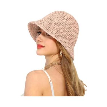 Imagem de Chapéu De Palha De Crochê Feminino Para O Verão Com Proteção UV, Respi