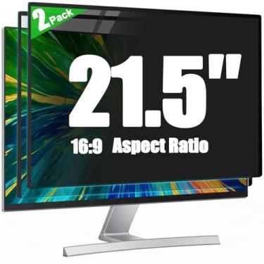Imagem de [Pacote com 2] Tela antirreflexo de privacidade de computador de 21,5 polegadas para monitor, proporção de 16:9, filtro blackout antiespião reutilizável e removível, proteção ocular antiluz azul