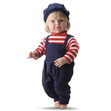 Imagem de Boneco Loui Gemeo Tipo Reborn Grande 53cm Com Cabelo Loiro - Bambola