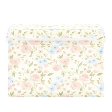 Imagem de Burbuja Caixa de armazenamento de flores com tampa e alças, caixa de armazenamento grande dobrável para prateleiras armário quarto escritório organizador