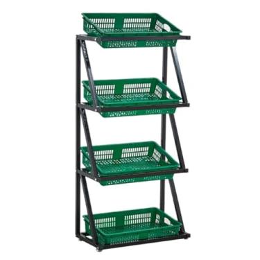 Imagem de Organizador de cozinha carrinho empilhável de armazenamento de frutas e vegetais de 4-5 camadas, suporte independente de metal para banheiro, cozinha, despensa, casa, prateleiras utilitárias (cor: A