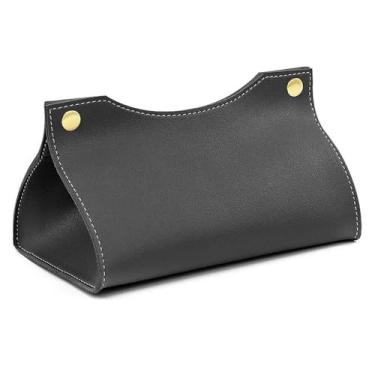 Imagem de VHDY85KA Porta-lenços de papel higiênico organizador de couro PU mesa de centro para casa suporte de guardanapo simples caixa de lenços (preto)