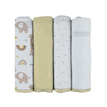 Imagem de Pano de Boca para Bebê 34cm x 34cm Bublim - Petit, Girafa Creme
