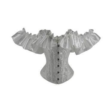 Imagem de Top Gótico Feminino off Shoulder Com Rendas E Mangas Curtas, Modelador