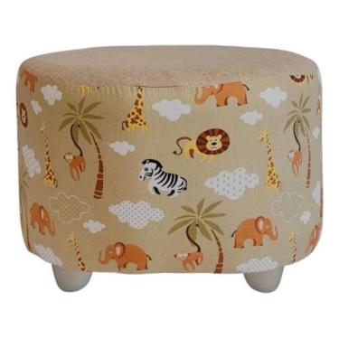 Imagem de Puff Infantil Safari Rosa/bege  Para Quarto E Brinquedoteca - Tdecor