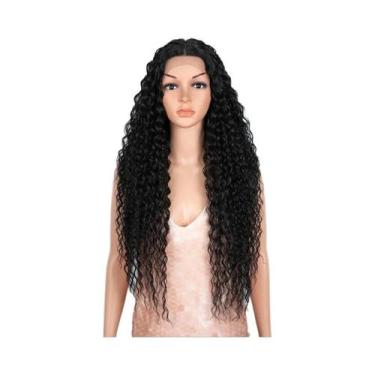 Imagem de Peruca Sintética Cacheada Ombre Marrom De 30 Polegadas Com Renda Front