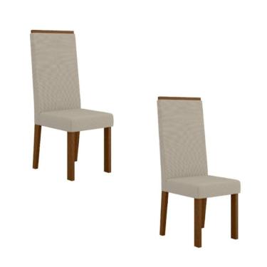 Imagem de Kit 2 Cadeiras Livia Nuova – Madeira de Reflorestamento, Tecido Linho Claro Ambar/Off – Sonetto