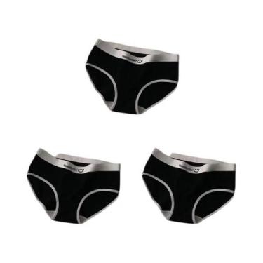Imagem de Calcinhas De Algodão Sem Costura De Cintura Média Para Mulheres, 3 Peç