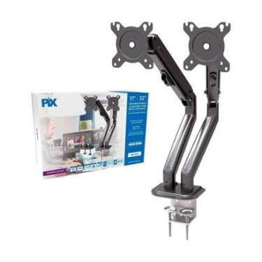 Imagem de Suporte para 2 Monitores 17" a 32" PIX, Braço Mecânico, Ajustável, Morsa,PX-25-Unissex