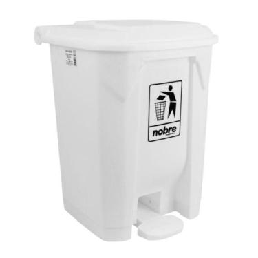 Imagem de Lixeira Pedal Plástica 30L Branca para Áreas Externas - Elegância e Pr