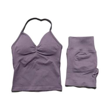 Imagem de Conjunto Esportivo Feminino HISTELLO 2 Peças: Top Regata Sem Costas E 