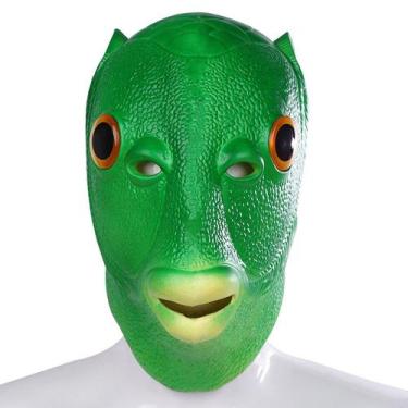 Imagem de Fantasia de espuma, máscara facial completa, peixe verde para festa de