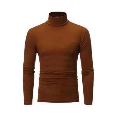 Imagem de Camiseta Masculina De Manga Longa Com Gola Alta Slim Fit Moda Casual R