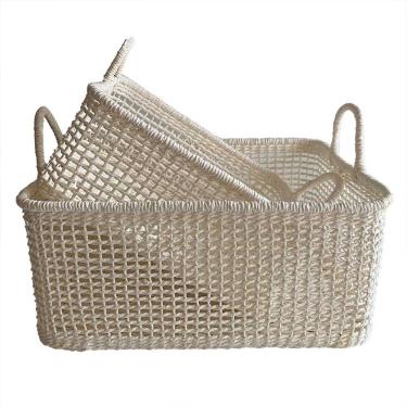 Imagem de Conjunto 2 Cestos Decorativos em Rattan Branco BE0033 BTC