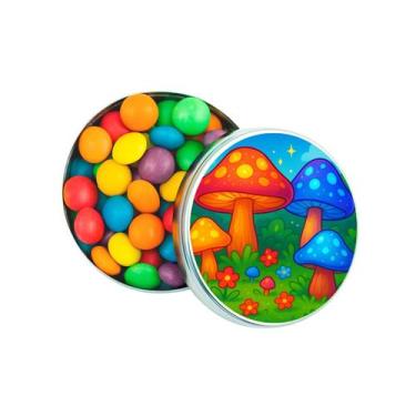 Imagem de Kit 30 Latinhas Lembrancinhas Cogumelos Mágicos Cor: Prateado - Gil Fe