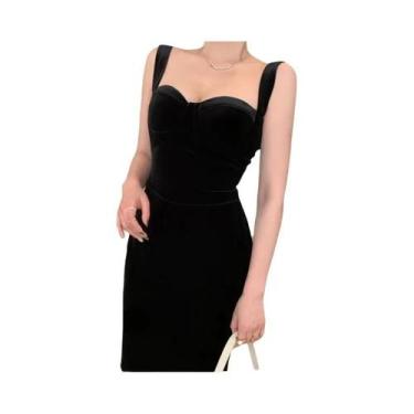 Imagem de Vestido Midi Feminino De Veludo Justo Com Bojo E Camada Interna Para M