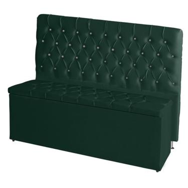 Imagem de Kit De Quarto Cabeceira De Cama Box E Calçadeira Baú Estrela Casal 140 Cm Suede Botão Strass Verde Do Lar Móveis E Decor