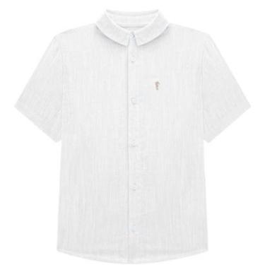 Imagem de Camisa Linho Branca Infantil Menino Manga Curta Onda Marinha-Masculino