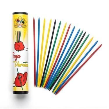 Imagem de Jogo Pega Vareta Clássico 21 Peças Coloridas Polipropileno 15,5cm Tubo Resistente Desenvolve Coordenação Motora Inmetro Brinquedo Educativo Durável Crianças 5 Anos