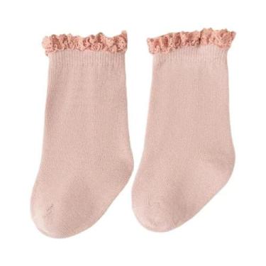 Imagem de Meias De Algodão Com Babados Para Bebês Meninas, Meias Curtas De Princ