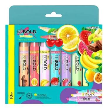 Imagem de Kit Marca Texto Bebold Fruit Edition com Cheirinho 10 Cores - Newpen