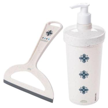 Imagem de Kit rodinho de pia e porta detergente marmorizado Plasutil