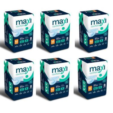 Imagem de Kit 6 fraldas geriatricas pacote 08 tiras maxi confort - m