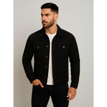 Imagem de Jaqueta Jeans Preta Masculina Casual  Moderna, Versátil e Estilosa - P