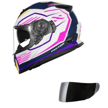 Imagem de Capacete Norisk Soul II Factor Branco e Rosa Mais Viseira Prata Tamanh